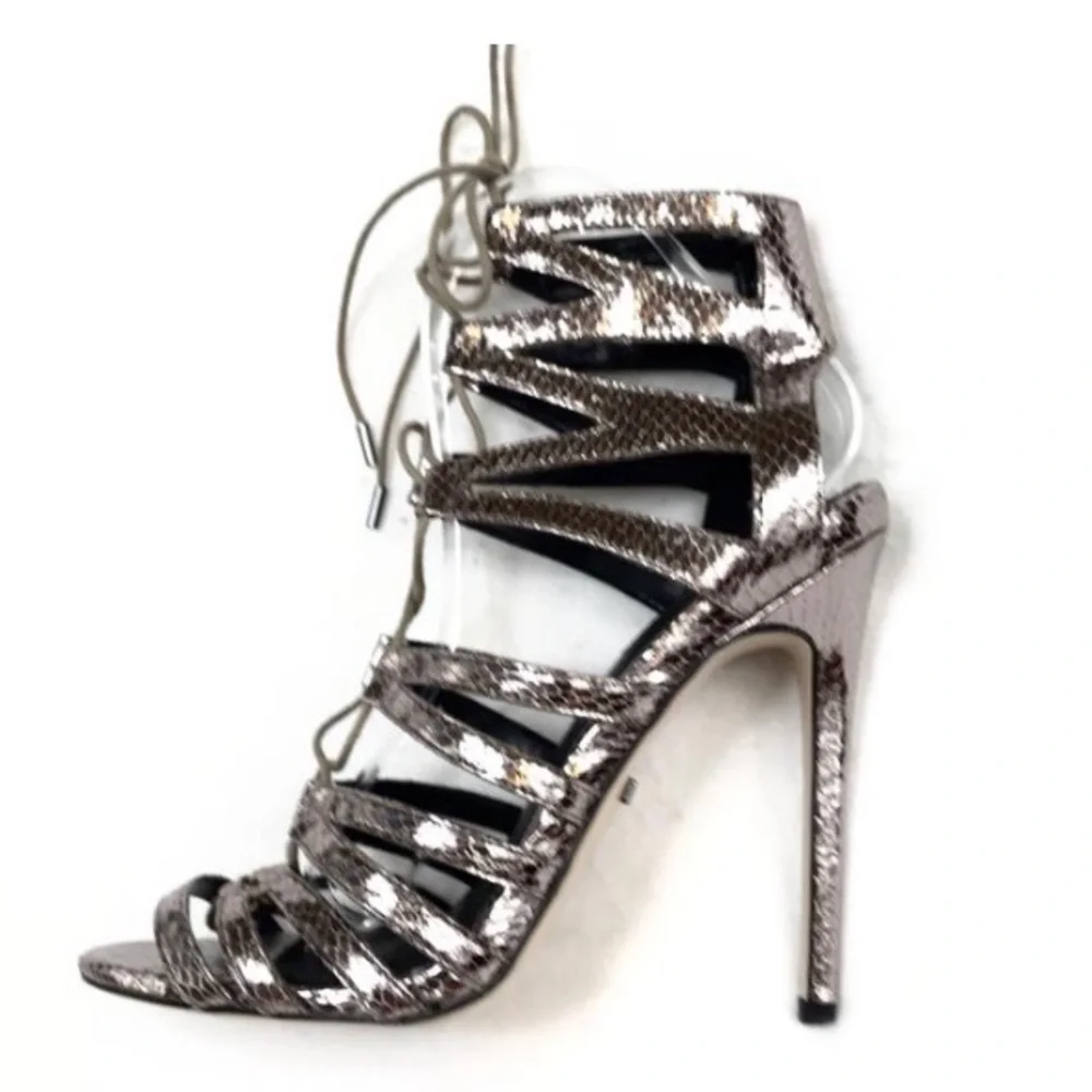 TOPSHOP Rupa Ghillie Metallic Cage Sandals
